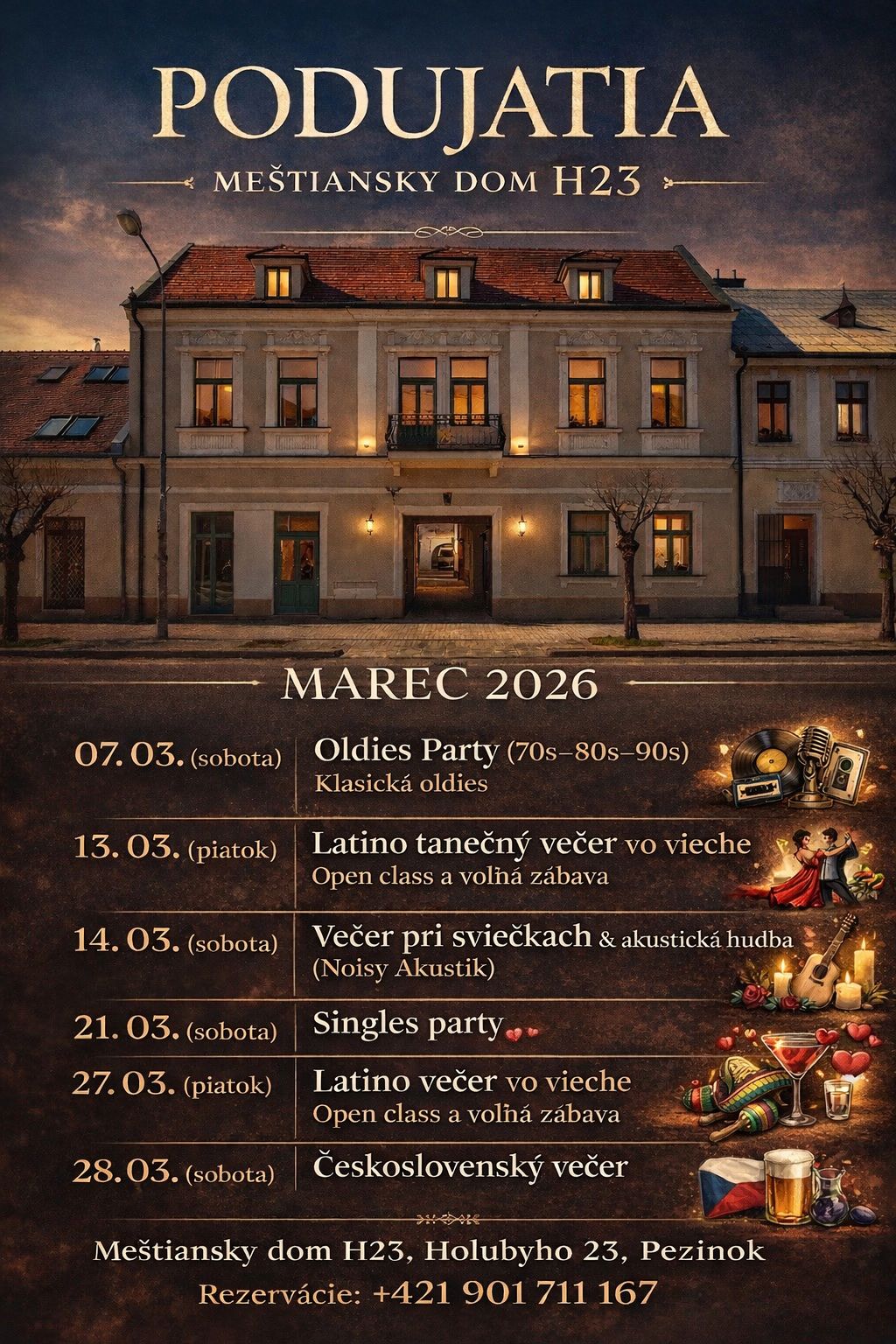 Podujatia – Marec 2026 (Meštiansky dom H23)