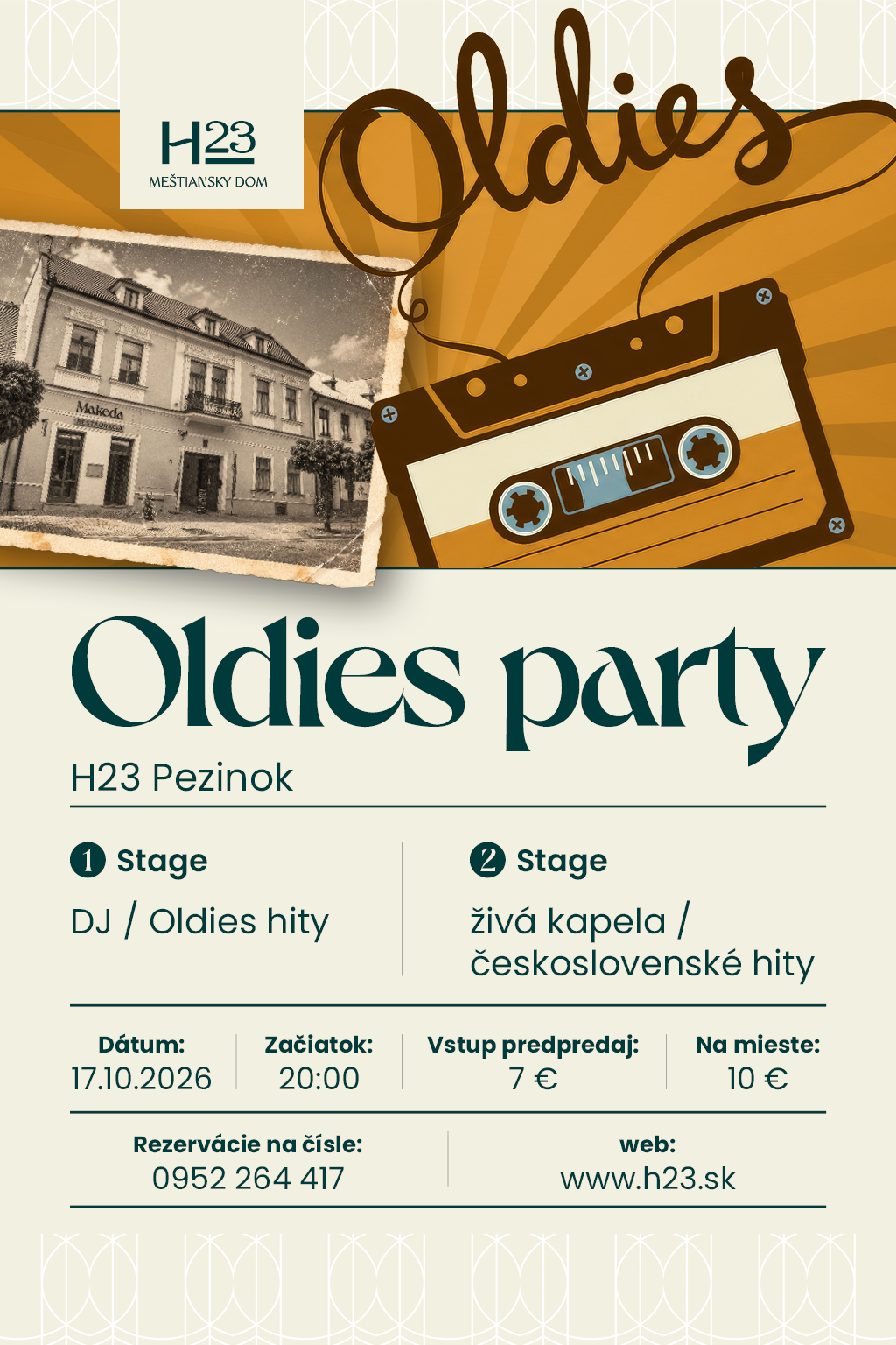 plagát na oldies párty v H23 v pezinku